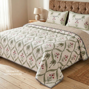 aenak-green-palm-handblock-bedsheet-quilted-bedcover-combo-set