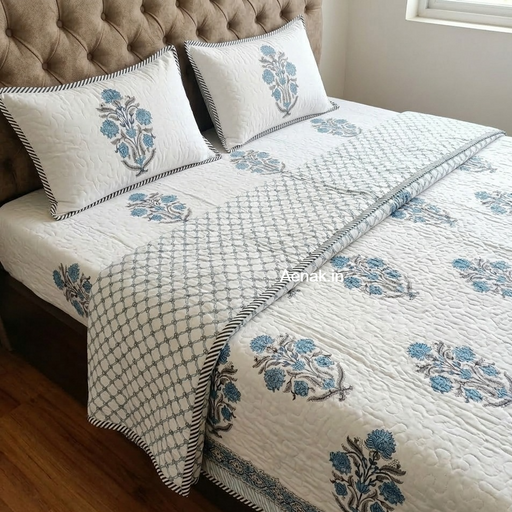 aenak-teal-blue-handblock-printed-reversible-quilted-bedcover-set