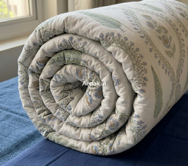 aenak-blue-periwinkle-jaal-handblock-bedsheet-quilt-combo-set