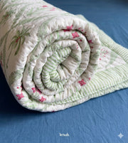aenak-pink-palm-handblock-printed-reversible-mulmul-cotton-quilt