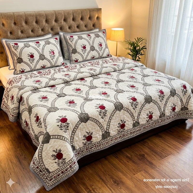 aenak-grey-jaal-handblock-bedsheet-quilt-combo-set
