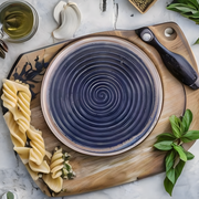 ceramic-kitchen-the-striped-blue-flat-plate