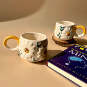 Nurture India Embossed Sunflower Ceramic Mug