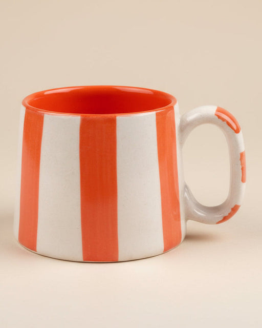 Nurture India Vintage Orange Stripe Ceramic Coffee Cup 7-oz