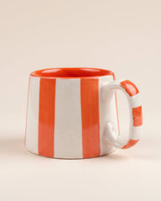 Nurture India Vintage Orange Stripe Ceramic Coffee Cup 7-oz