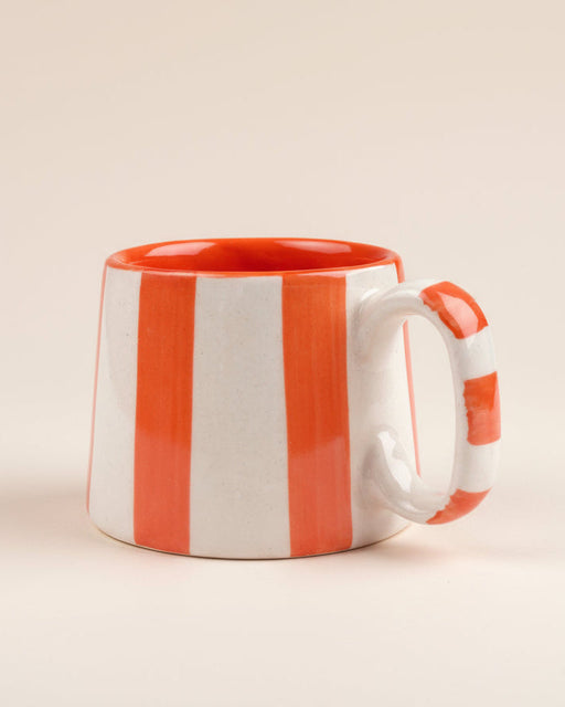 Nurture India Vintage Orange Stripe Ceramic Coffee Cup 7-oz