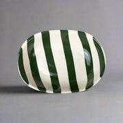 Nurture India Vintage Army Green Stripe Ceramic Bowl