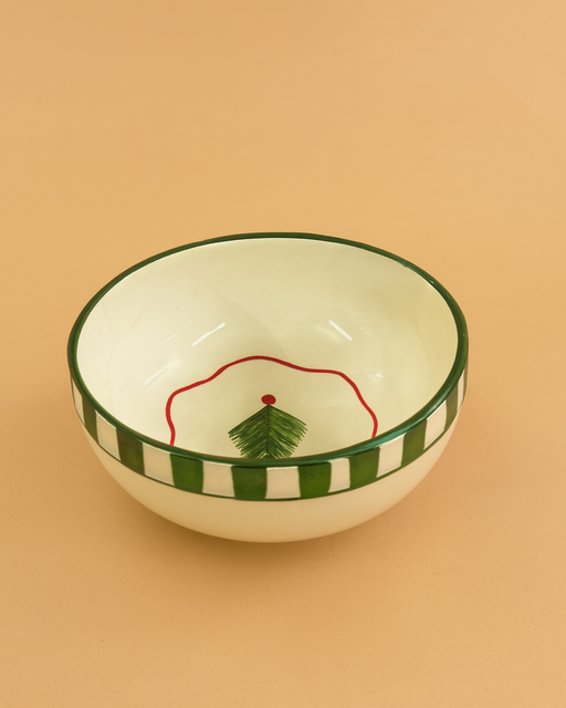 Nurture India Christmas Tree Green Ceramic Small Bowl