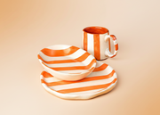 Nurture India Orange Stripe Ceramic Combo 3-Piece Set