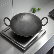 Traditional Black Iron Wok/Kadhai with – Cooking Wok