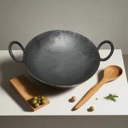 Traditional Black Iron Wok/Kadhai with – Cooking Wok