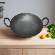 Traditional Black Iron Wok/Kadhai with – Cooking Wok