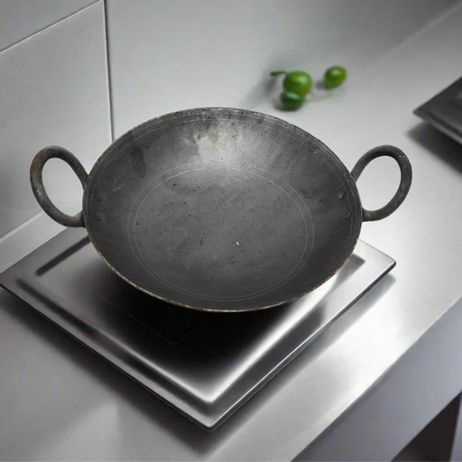 Traditional Black Iron Wok/Kadhai with – Cooking Wok