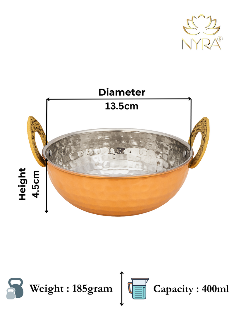 Rose Gold Finish Stainless Steel Serving Kadhai – Cooking Wok