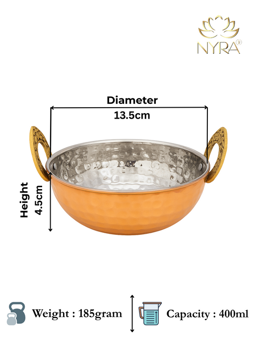Rose Gold Finish Stainless Steel Serving Kadhai – Cooking Wok