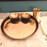 Kansa - Bronze Dinner Plate Set (Thali set: Plate, 2 katori, tumbler, 1 Spoon) – Kitchen Tool