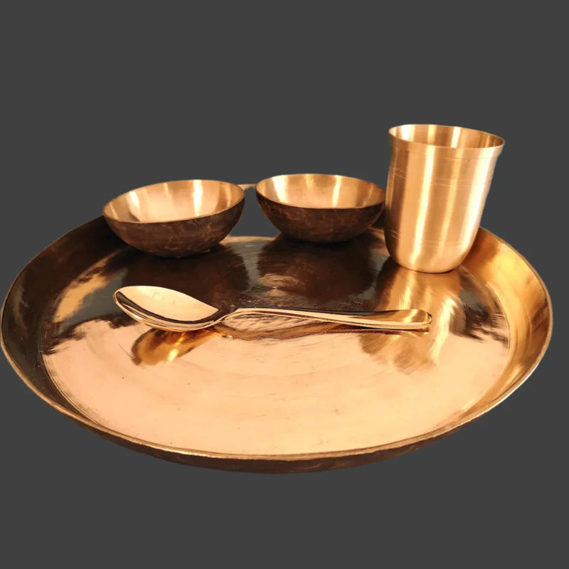 Kansa - Bronze Dinner Plate Set (Thali set: Plate, 2 katori, tumbler, 1 Spoon) – Kitchen Tool