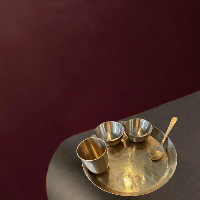 Kansa - Bronze Dinner Plate Set (Thali set: Plate, 2 katori, tumbler, 1 Spoon) – Kitchen Tool