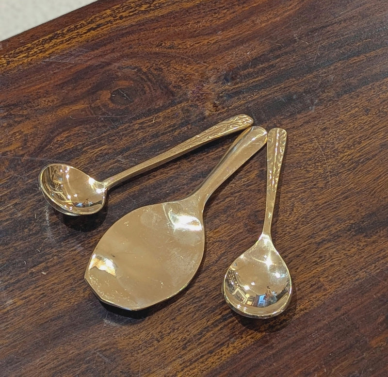 Kansa Serving Ladle Set – 3 Pieces