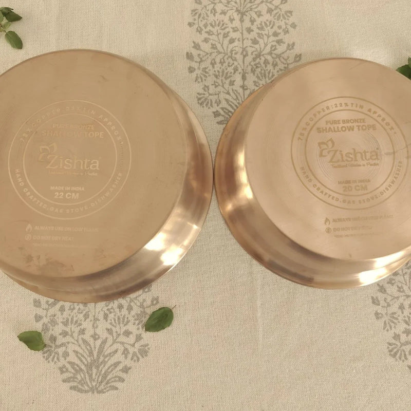 Kansa Tulsi Cookware Shallow Pan/Tope – Cooking Pot