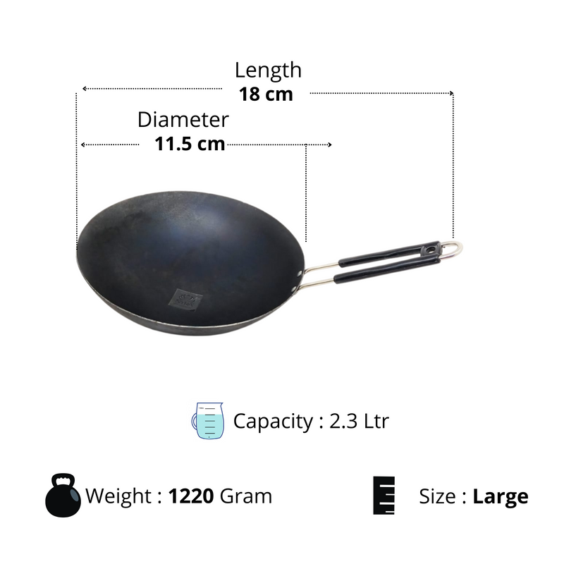 Iron Chinese Wok with Steel PVC Handle – Cooking Wok