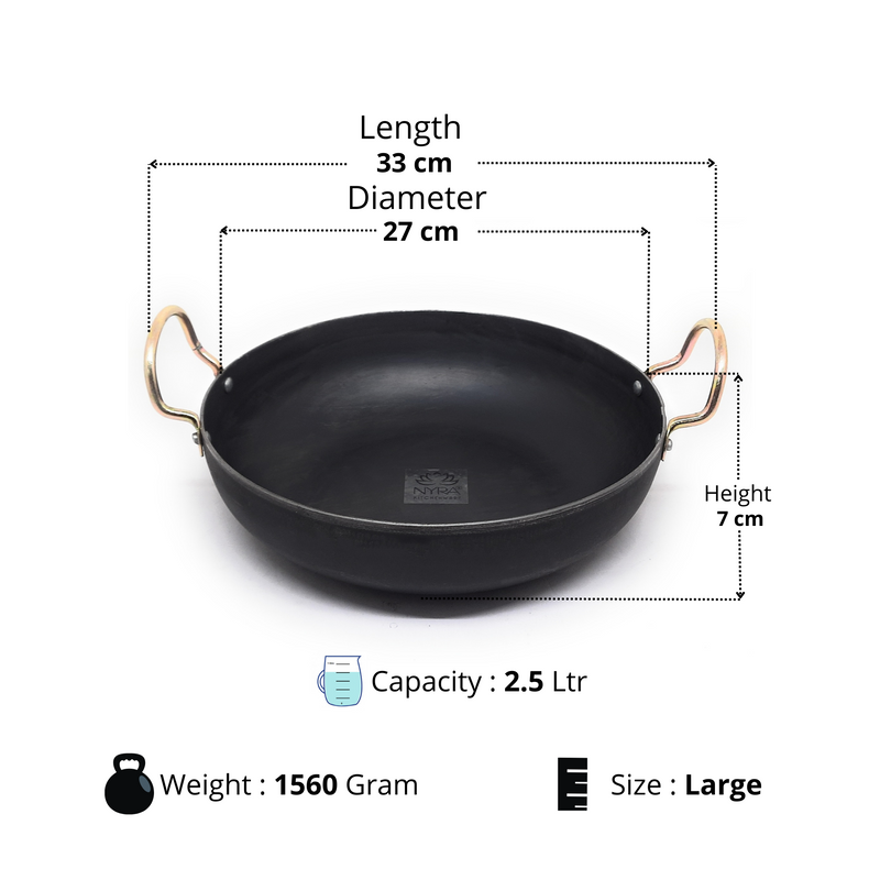 Pure Iron Wok/Deep Kadhai with – Cooking Wok