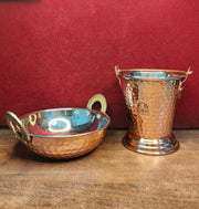 Copper Hammered Wok & Bucket Set – Copper Cooking Wok