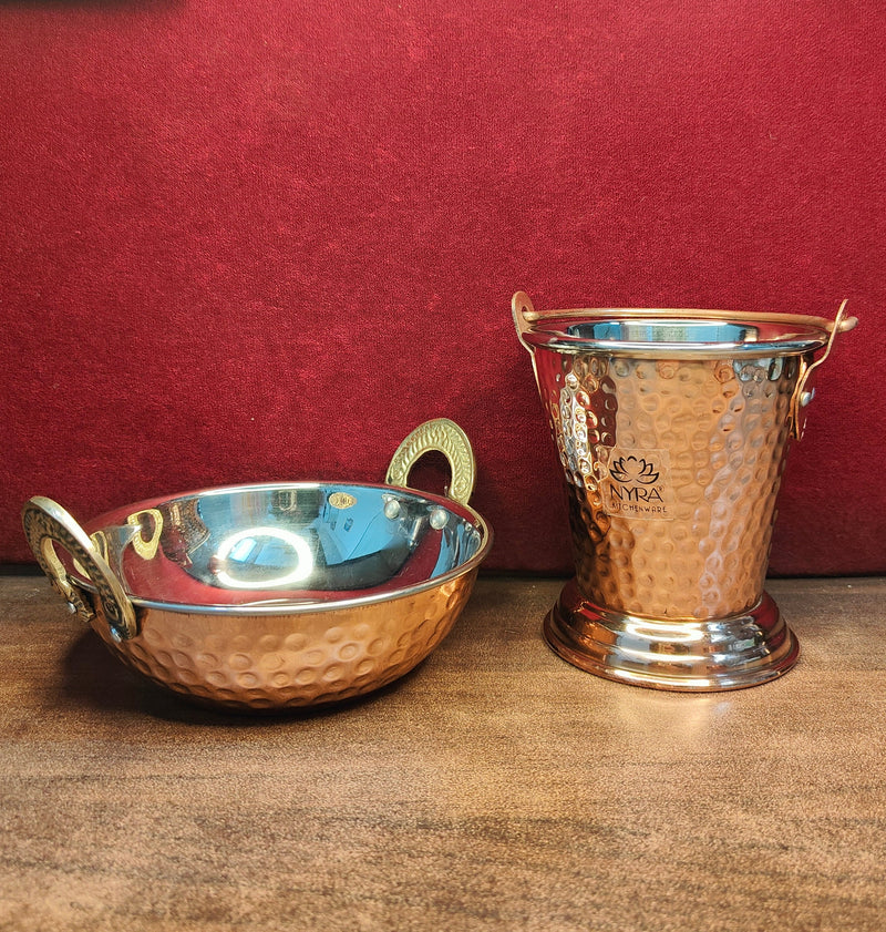 Copper Hammered Wok & Bucket Set – Copper Cooking Wok