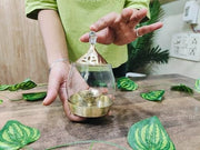 Brass Traditional Diya Stand with Clear Fiberglass Cover/Borosilicate Glass – Drinking Tumbler