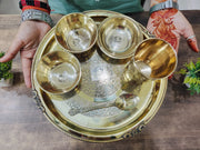 Traditional Brass Dinner Thali Set – Kitchen Utensil