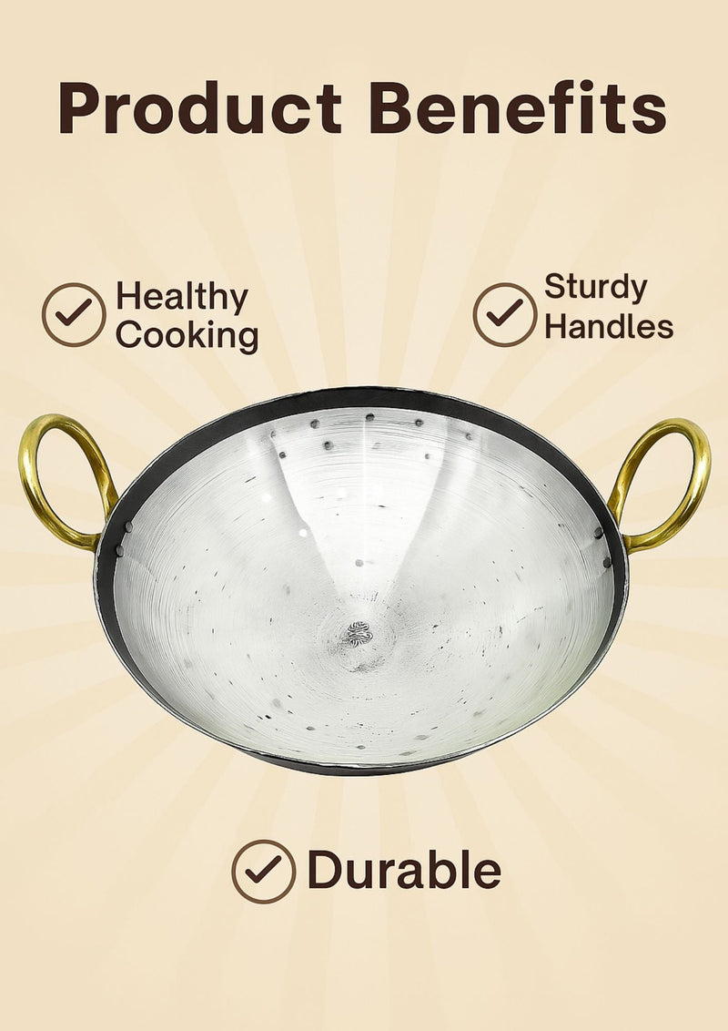 Iron/Loha Hammered Wok/Kadhai for Cooking – Cooking Kadai