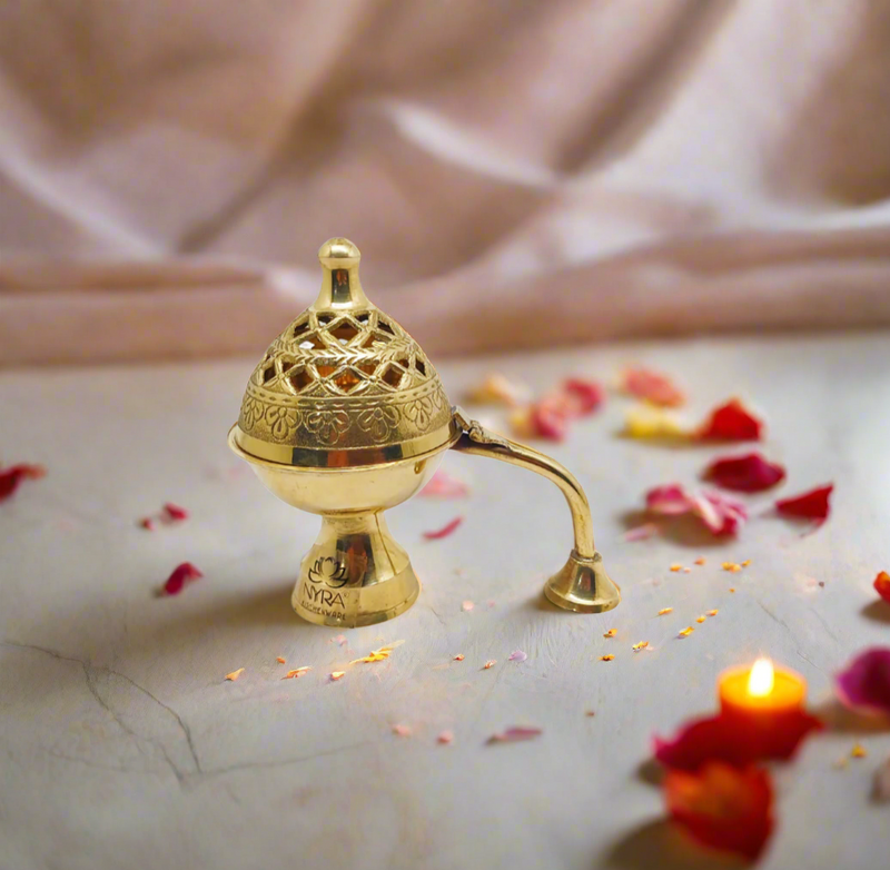 Pure Brass Loban Diya with Handle – Kitchen Utensil
