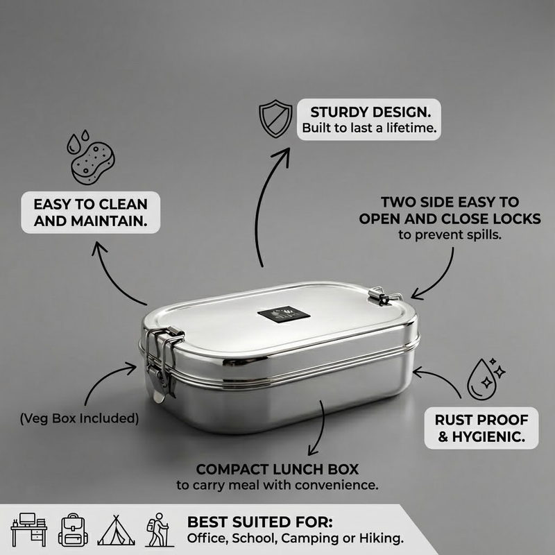 Stainless Steel Rectangular Lunch Box – Storage Container