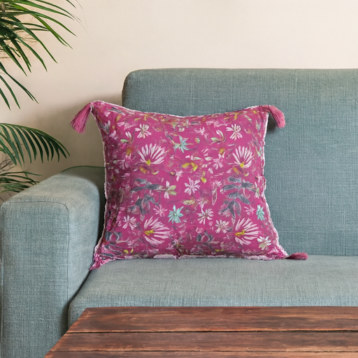 Nurture India Small Purple Floral Cushion Cover