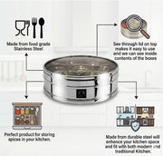 Nyra Stainless Steel Masaldani/Spice Box With See-Through Lid with 7 storing bowls – Serving Bowl