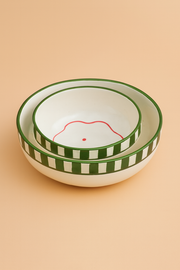 Nurture India Christmas Tree Green Ceramic Bowl Large Small