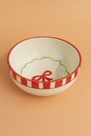 Nurture India Candy Cane Ceramic Bowl Large Small