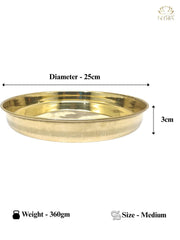 Pure Brass Bhojan Thali with Floral Etching – Serving Plate