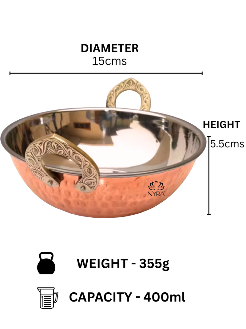 Copper Serving Kadhai/Wok Insulated with Stainless Steel – Cooking Kadai