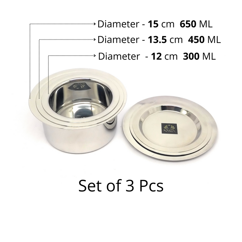Stainless Steel Induction Bottom Bhagona Set