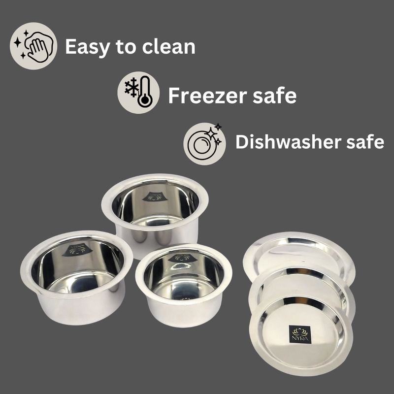 Stainless Steel Induction Bottom Bhagona Set