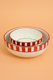 Nurture India Candy Cane Ceramic Bowl Large Small