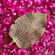 Nurture India Monstera Leaf Decorative Golden Plate