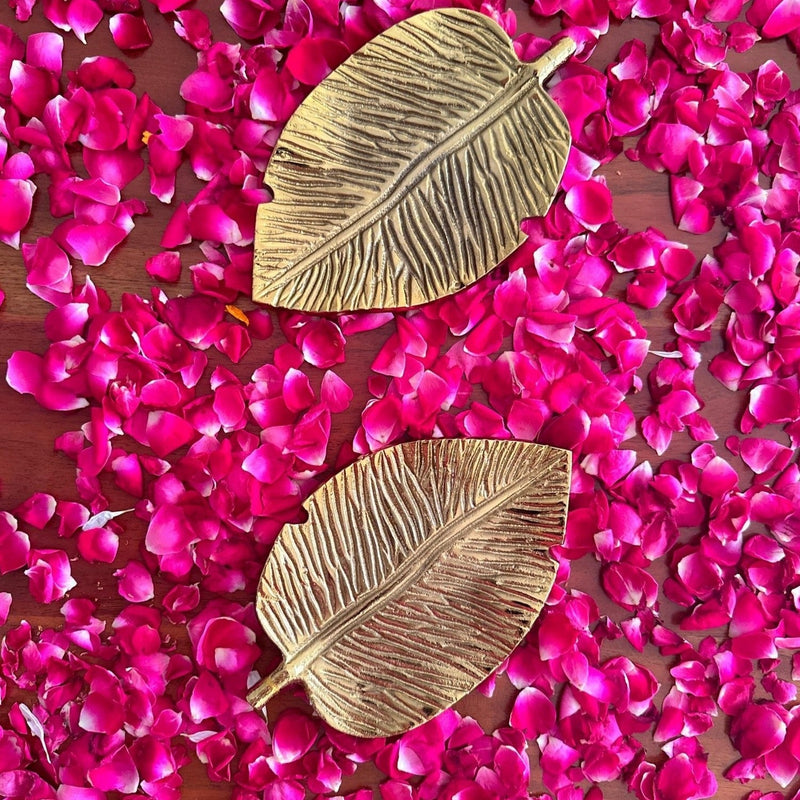 Nurture India Monstera Leaf Decorative Golden Plate