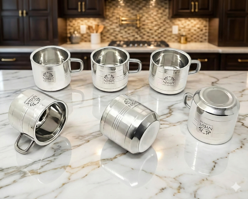 Stainless Steel Double-wall Mini/Piyali Tea Cup Set – Kitchen Utensil