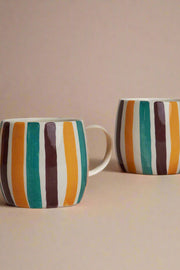 Nurture India Multi Stripe Drum Shaped Mug 10-oz
