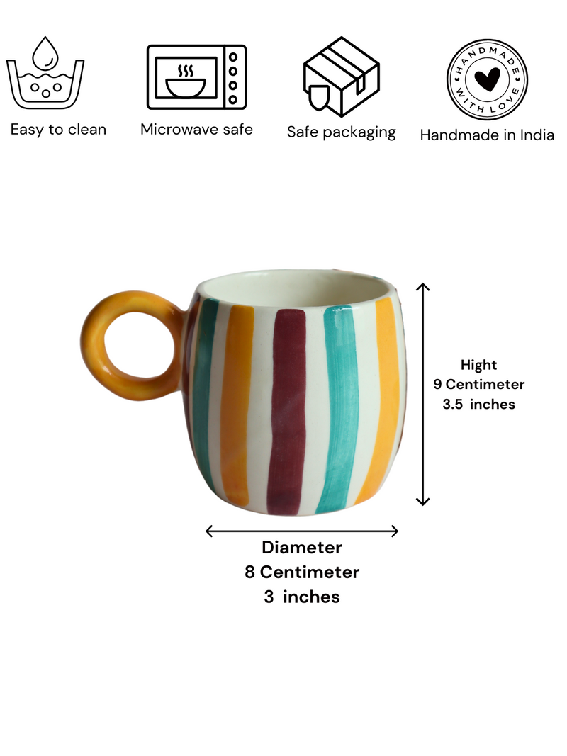 Nurture India Multi Stripe Drum Shaped Mug 10-oz