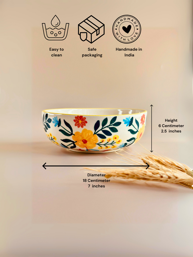 Nurture India Floral Extravaganza Ceramic Bowl Large