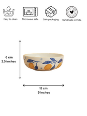 Nurture India Lemon Leafy Ceramic Small Bowls