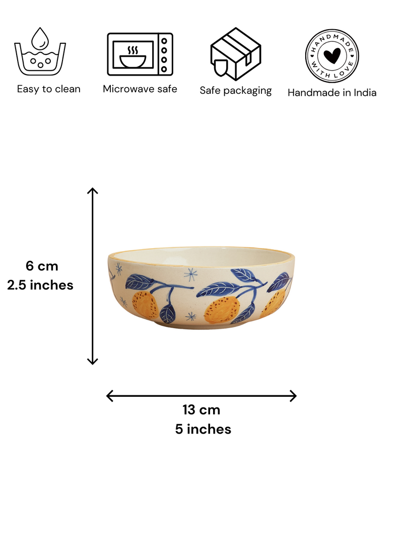 Nurture India Lemon Leafy Ceramic Small Bowls